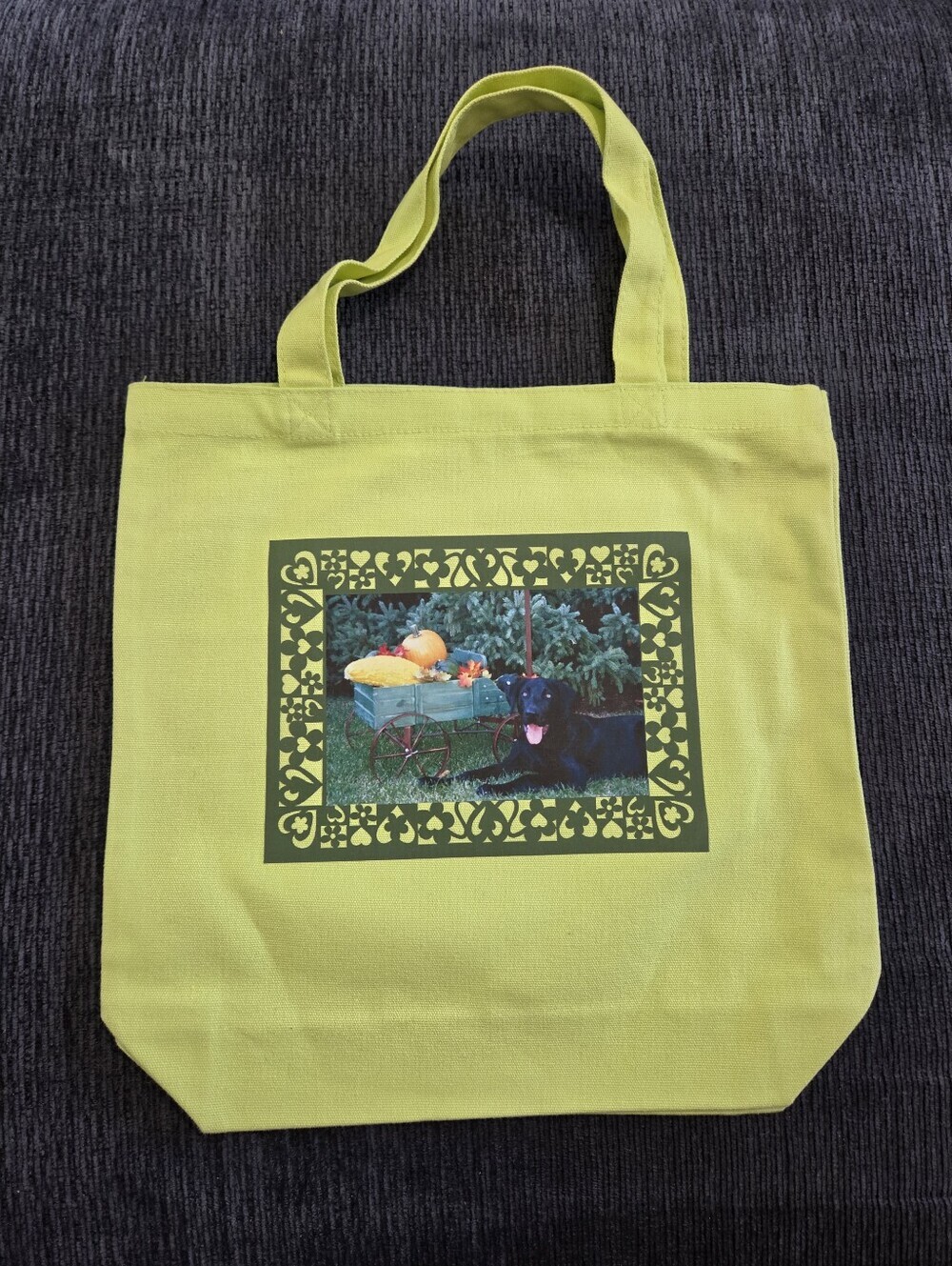 Canvas Lime Green Labradore Tote Bag